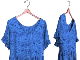 女式蓝色连衣裙C4D模型 Dress Pleated Camille Kleinman
