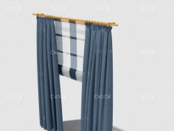 C4D客厅窗帘卧室窗帘室内窗帘模型 Curtain 3D Model-51