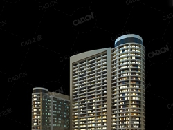 夜间摩天大楼办公楼写字楼C4D模型 Archmodels Vol.103_Night Skyscrapers - model-41