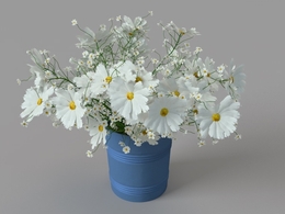 白菊插花C4D模型 Chrysanthemum flower arrangement