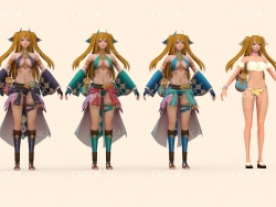 卡通动漫女孩角色人物娜里亚C4D模型 Naria 3D Model