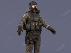 全副武装的生化士兵C4D模型AposeRig
