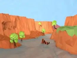 C4D低面多边形峡谷流水景观工程 Lowpoly template Liquiddiamondd