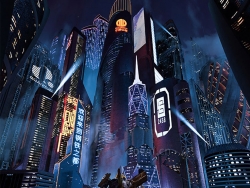 C4D OC赛博朋克未来科幻城市建筑场景机器人模型