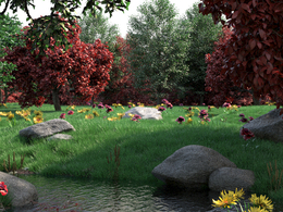 公园树林C4D Redshift场景模型 Forest