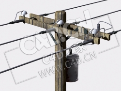 电线杆C4D模型 Telephone-Pole