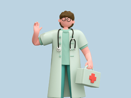 手拿急救工具的男性医生医疗人物打招呼C4D OCTANE模型下载