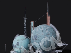 C4D外星球形钢铁建筑蒸汽朋克模型 KB3D_HEM_BldgSM_B_grp