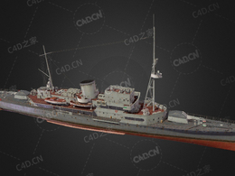 德国海军赫梅林巡洋舰C4D模型下载Hermelin 3d model