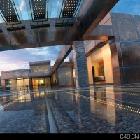 酒店3D模型：VRay Exterior Cinema 4d Scene 2