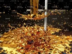 C4D RealFlow金色流体动画工程