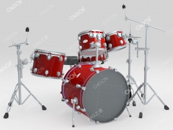 架子鼓爵士鼓乐器C4D模型detailed drum set