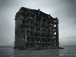 战后损毁模型：战后大楼废墟