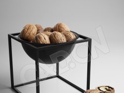 C4D盆里的核桃坚果干果模型 Nuts
