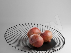 C4D时尚果盘里的红石榴模型 Pomegranade