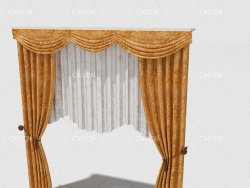 C4D室内带纱窗窗幔的窗帘模型 Curtain 3D Model-30