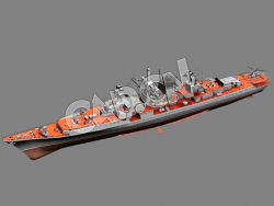 C4D海军舰艇军舰舰船-克列斯塔Ⅱ级导弹巡洋舰模型 Kresta II-class cruiser 3d Model