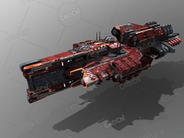 C4D护卫舰飞船太空舰飞船科幻飞行器太空船外星战舰模型Frigate K7