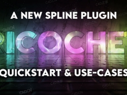 C4D样条线动画插件填充生长转场动画特效RocketLasso Ricochet v1.0