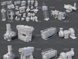 20件工厂设备模型:发电机组 自动化设备 化工设备 污水处理设备 工业设备Factory Units