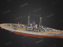 美国海军阿肯色号战列舰C4D模型下载Arkansas Beta 3d model