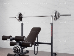 C4D举重床多功能杠铃套装哑铃凳健身器材primus