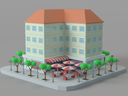 低面多边形建筑C4D模型 Low Poly Building