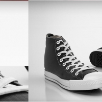 黑白系带球鞋、高帮帆布鞋、系带男布鞋、休闲运动鞋C4D模型