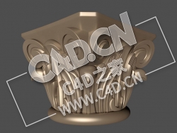 C4D欧式象鼻罗马柱头雕塑浮雕花构件模型_13