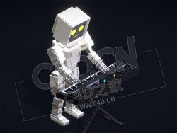 C4D弹键盘的像素人物模型 crt
