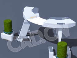 C4D未来城市智慧城市休闲站台模型