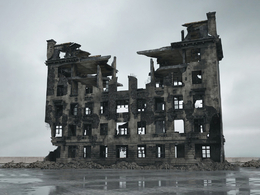 战后损毁模型：战后破败不堪的房子