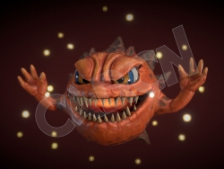 邪恶的圆球怪兽角色C4D模型 Bomb