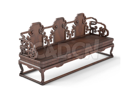 明清风格鱼水纹三人扶手椅中式古典家具