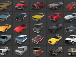 25辆美国老款低多边形汽车模型 Cubebrush – American Cars Ultimate Collection