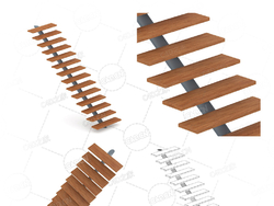 实木悬浮直式楼梯复式公寓直梯C4D模型Stairs 3d model-17