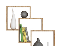 木架壁柜书籍和花瓶c4d模型下载