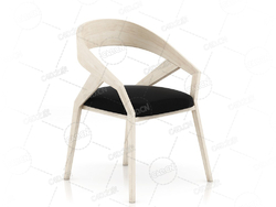 带靠背的木椅休闲椅子单人椅会议椅洽谈椅餐椅现代家具实木椅C4D模型Wooden Chair with