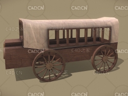 C4D边境巴士木车交通模型