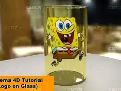 C4D玻璃杯上的海绵宝宝标志教程 Logo on Glass (Cinema 4D Tutorial)