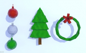 圣诞节低面多边形饰品 Low Poly Christmas ToolKit