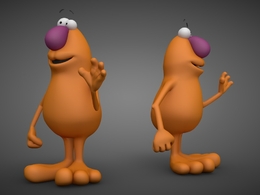 橘黄色卡通小动物C4D模型 Pompis Orange 3d model