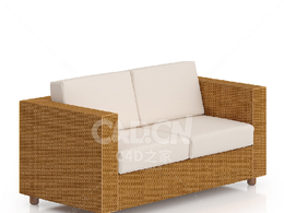 柳条编织沙发C4D户外庭院家具模型下载