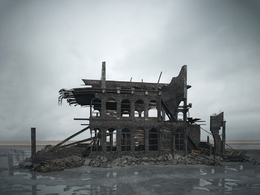 战后损毁模型：摧毁的房子