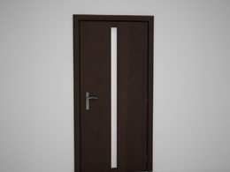 竖条玻璃线深棕色原木门C4D模型下载 Door model