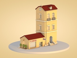 卡通房子C4D模型 Cartoon house