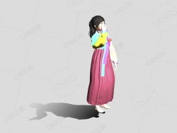 挥手的韩国女人动画人物 waving-at-korea