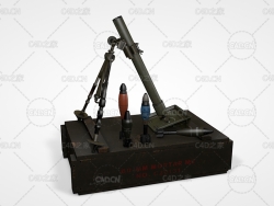 迫击炮C4D模型 60mm M2 Light Infantry Mortar
