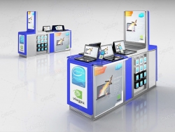 电脑销售展台展位3d models of computers sale stand