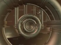 C4D金色科幻圆形时空隧道动画工程